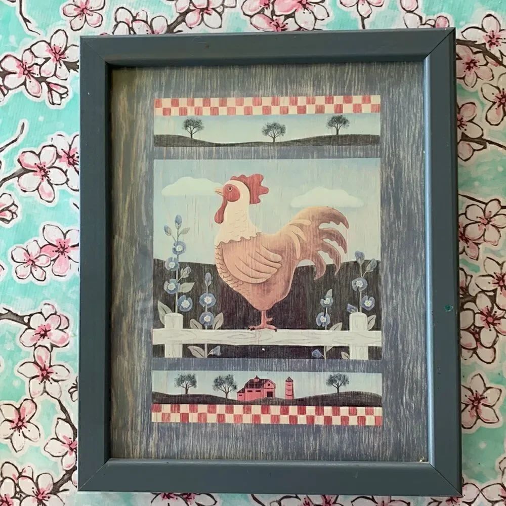 Art Rustic Rooster Framed Print Farmhouse Wooden